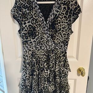 Marchesa Black and White Patterned Dress